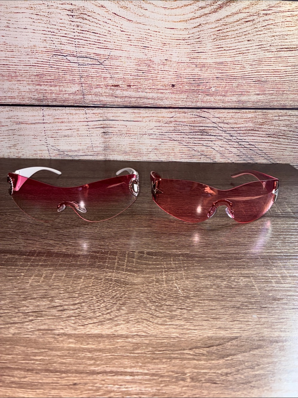 NWT Lot Of 2 Pink Rimless Shield Sunglasses for Women